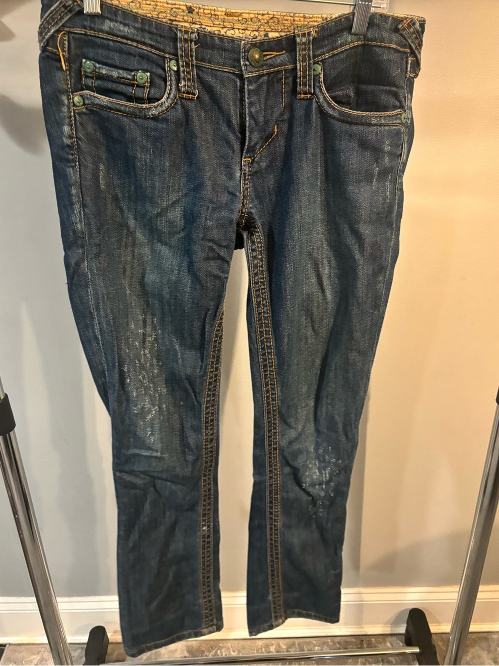 Stitch's Dark Blue Flare Jeans with Contrast Stitching women’s size 29